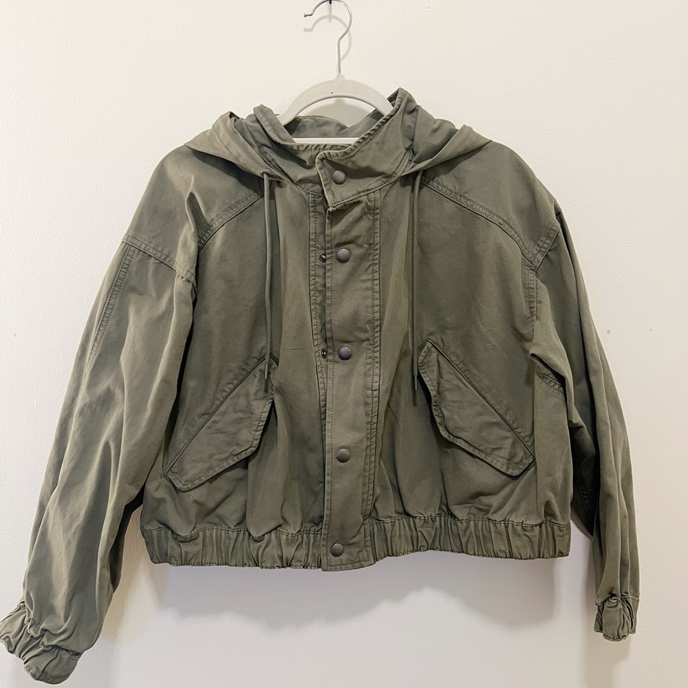Green Cropped Cargo Jacket New w/ Tags